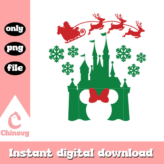 Disney castle christmas design png, minnie head christmas png