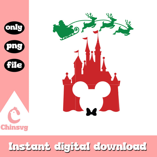 Disney castle merry christmas design png, mickey head christmas png