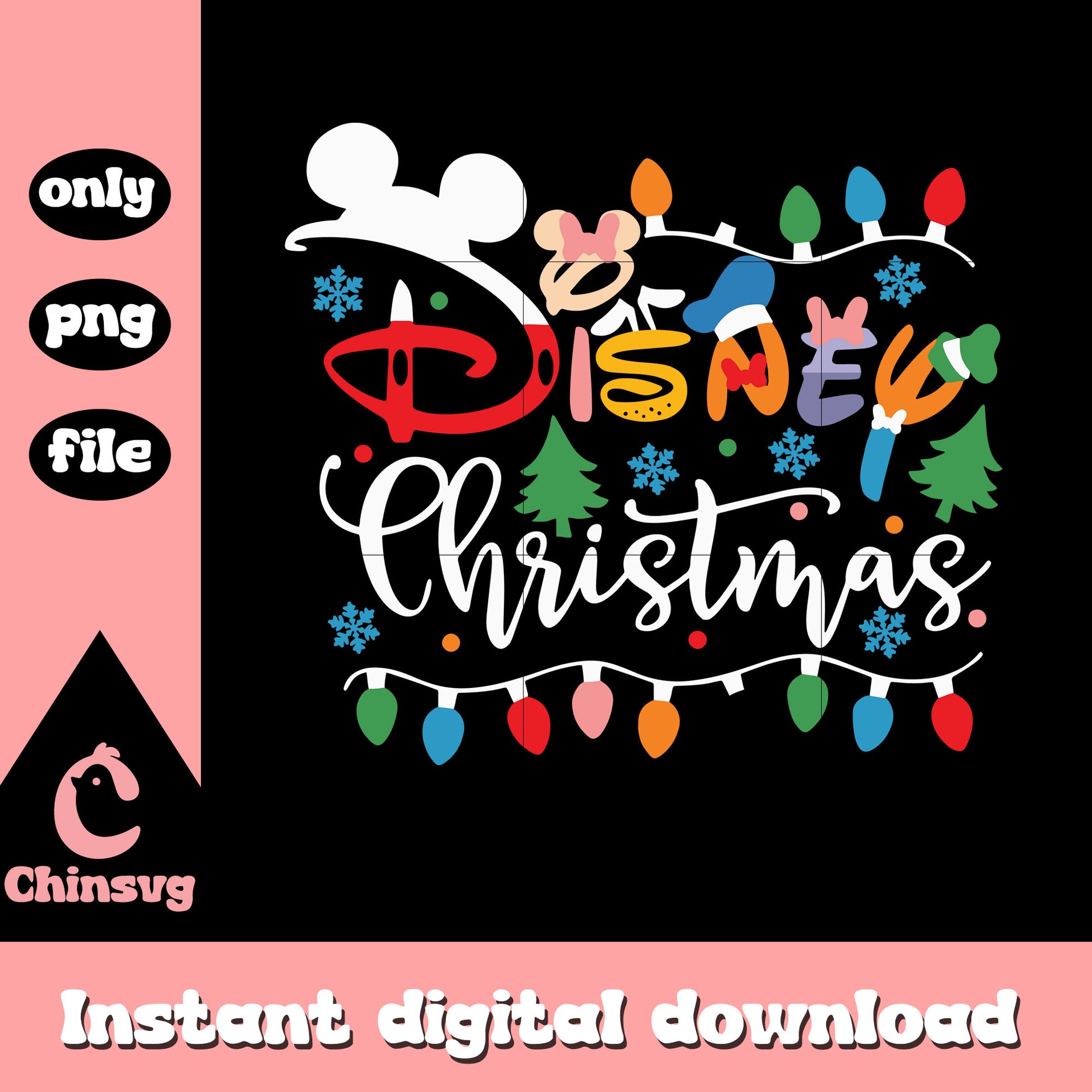 Disney christmas font christmas lights png, disney christmas png