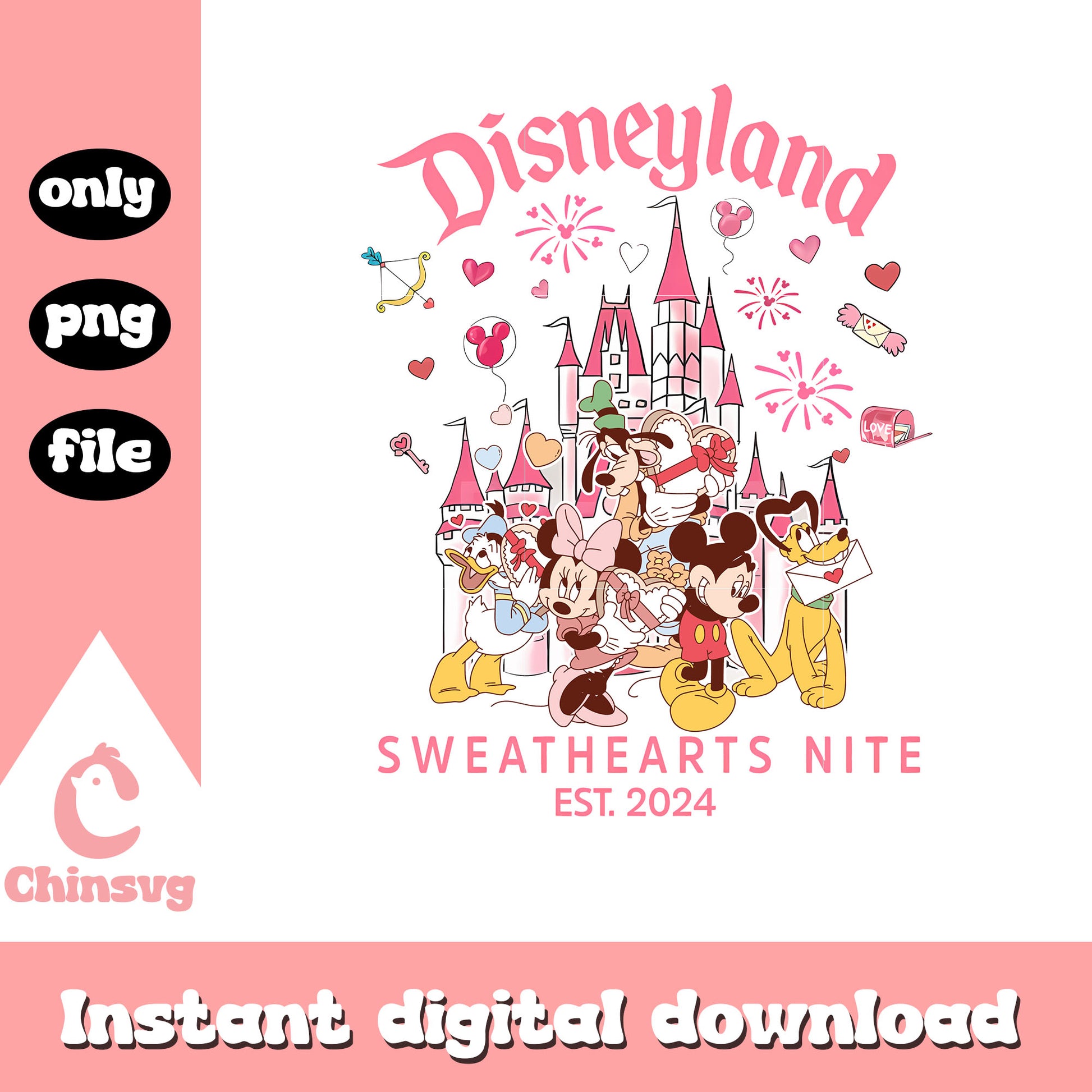 Disneyland valentine sweathearts nite png, mickey friends png