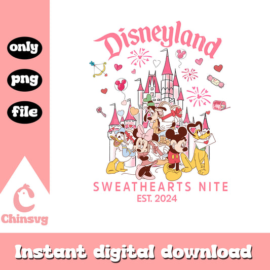 Disneyland valentine sweathearts nite png, mickey friends png