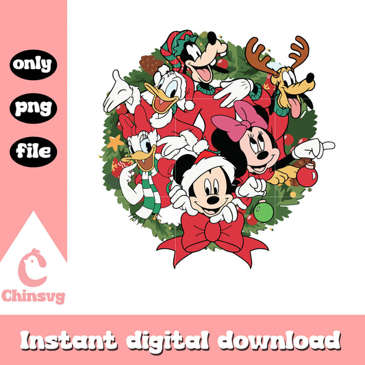 Disney mickey friends wreath christmas png, christmas mickey and friends​ png