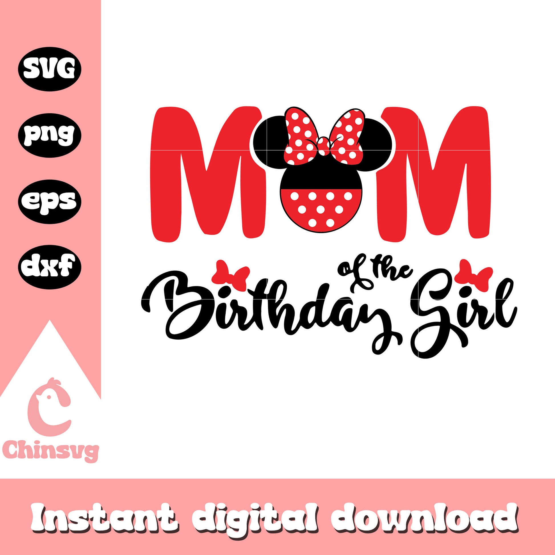 Disney minnie mom of the birthday girl svg, minnie mouse head svg