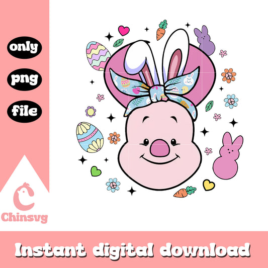 Disney piglet face bunny png, easter bunny png, disney png