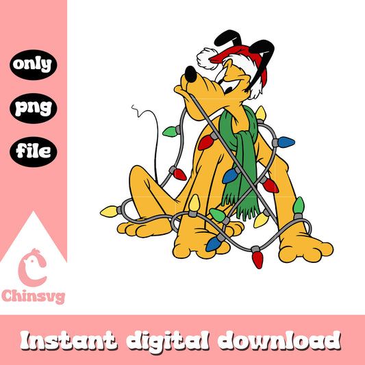 Disney pluto christmas lights design png, christmas pluto png