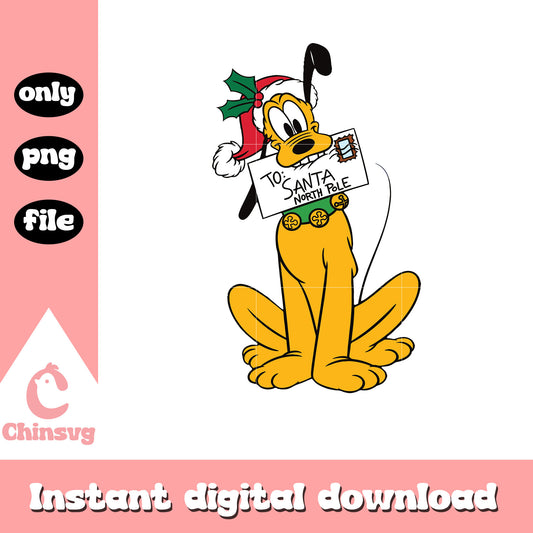 Disney pluto santa hat christmas design png, pluto christmas png