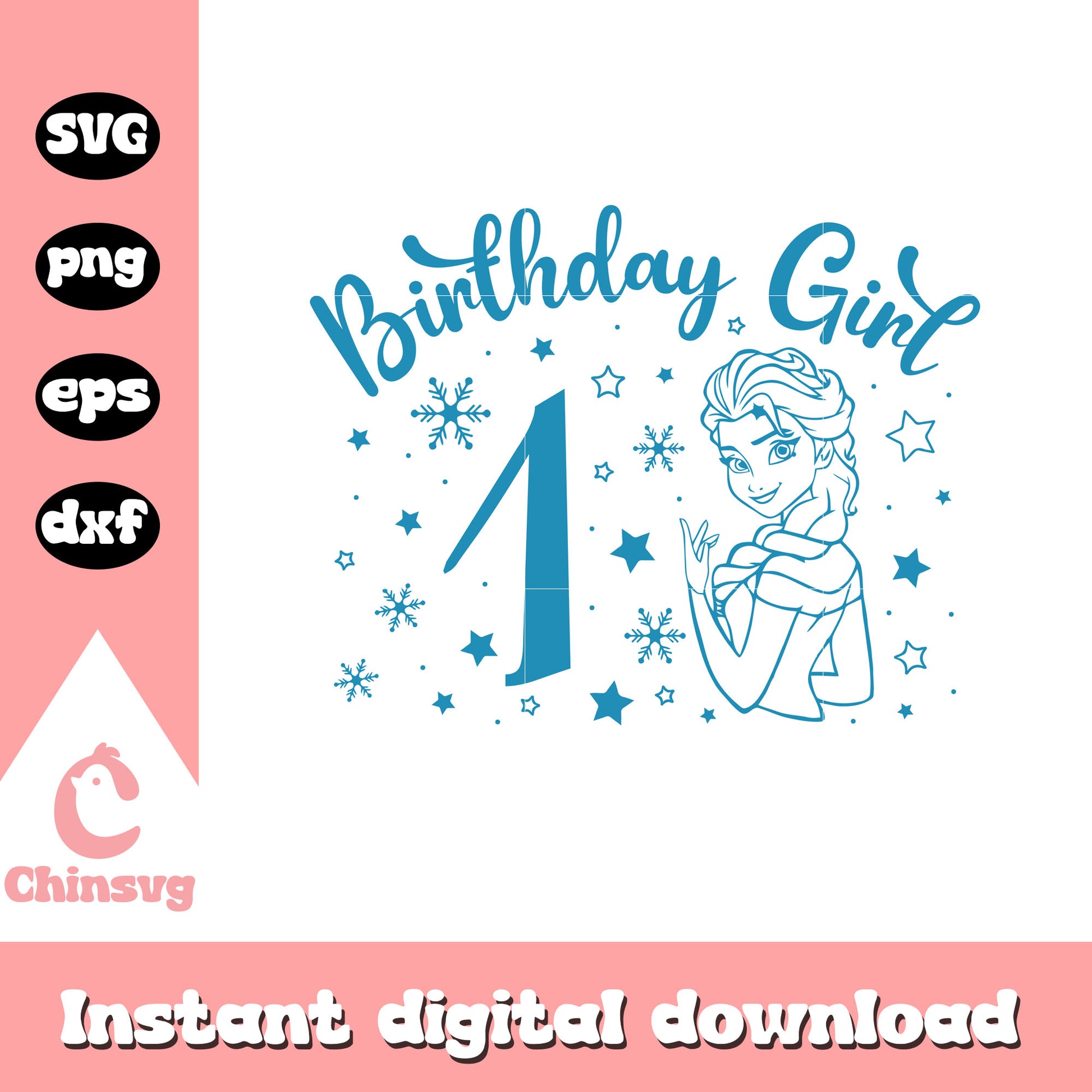 Disney princess elsa 1st birthday girl svg, disney princess svg