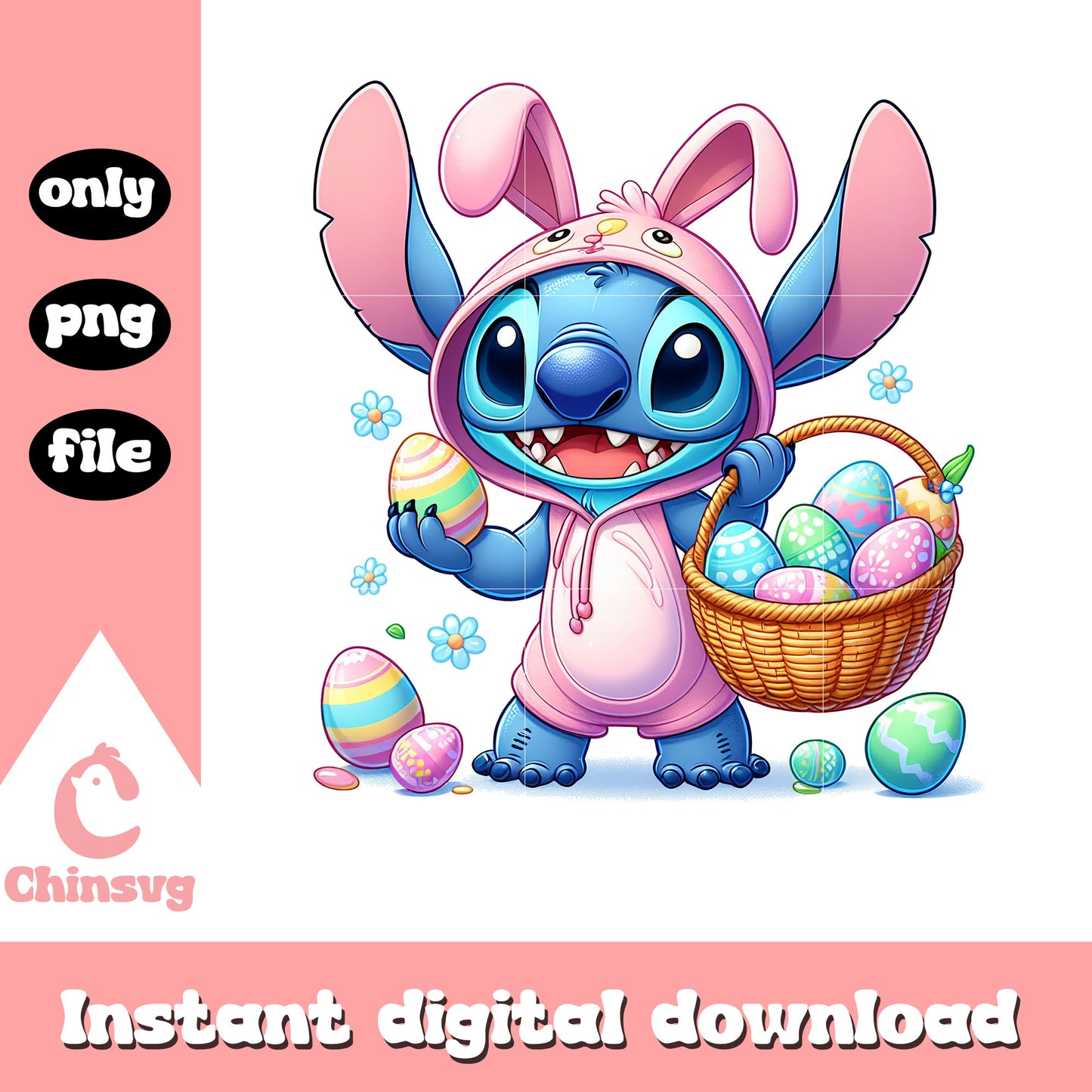 Disney stitch easter bunny png, easter bunny png, stitch png