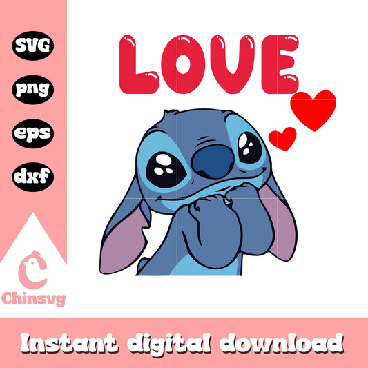 Disney stitch love svg, disney stitch svg, stitch valentine's day svg