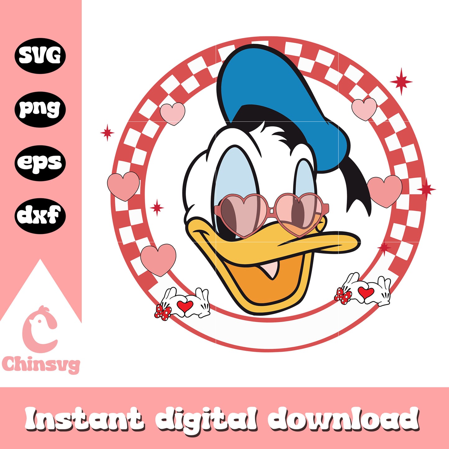 Donald duck glass valentine svg, donald duck svg, valentine svg