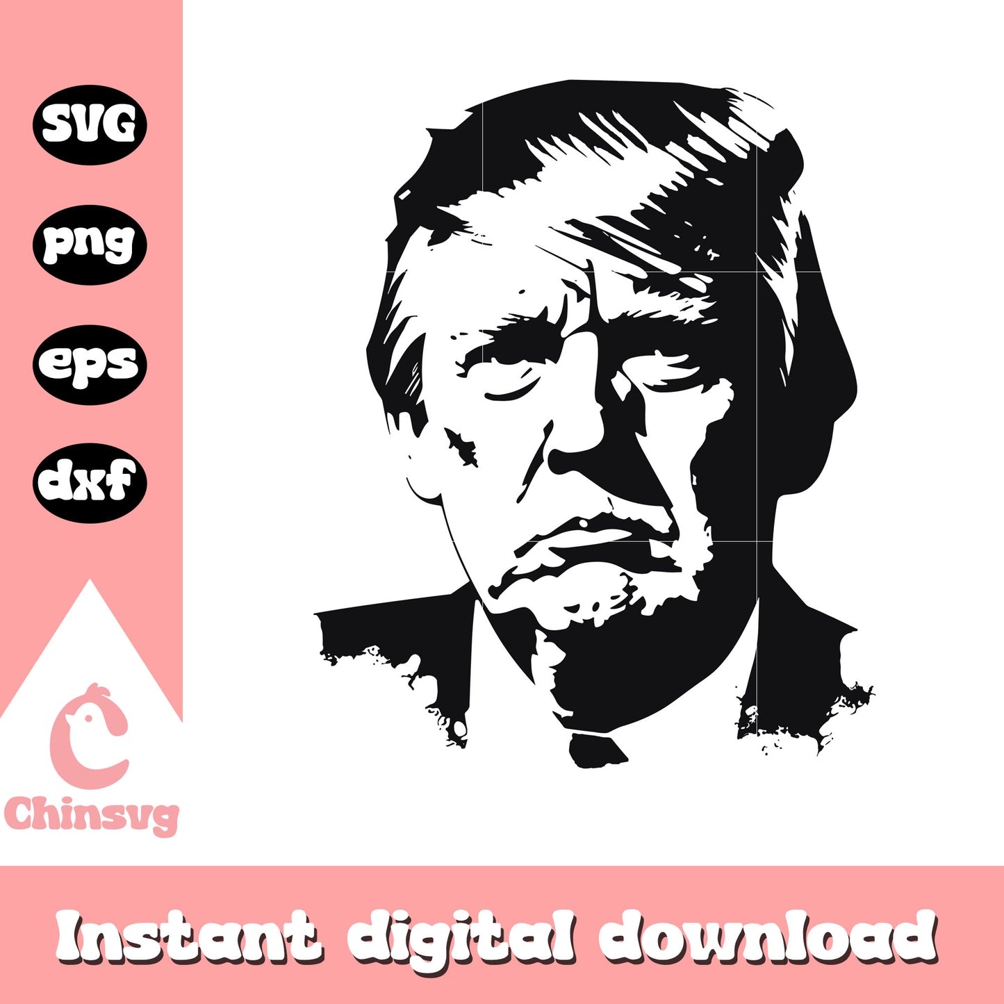 Donald trump face black white design svg, trump face svg