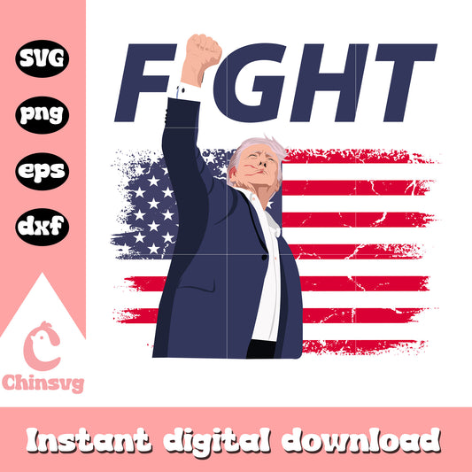 Donald trump fight with flag design svg, trump 2024 flag​ svg