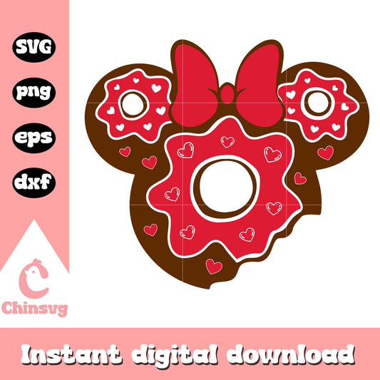 Donut minnie mouse head valentine svg, minnie mouse head, disney svg