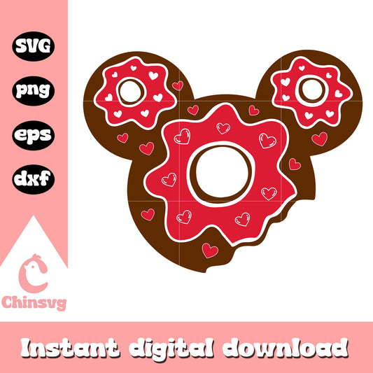 Donut mouse head valentine svg, mickey mouse head, disney svg