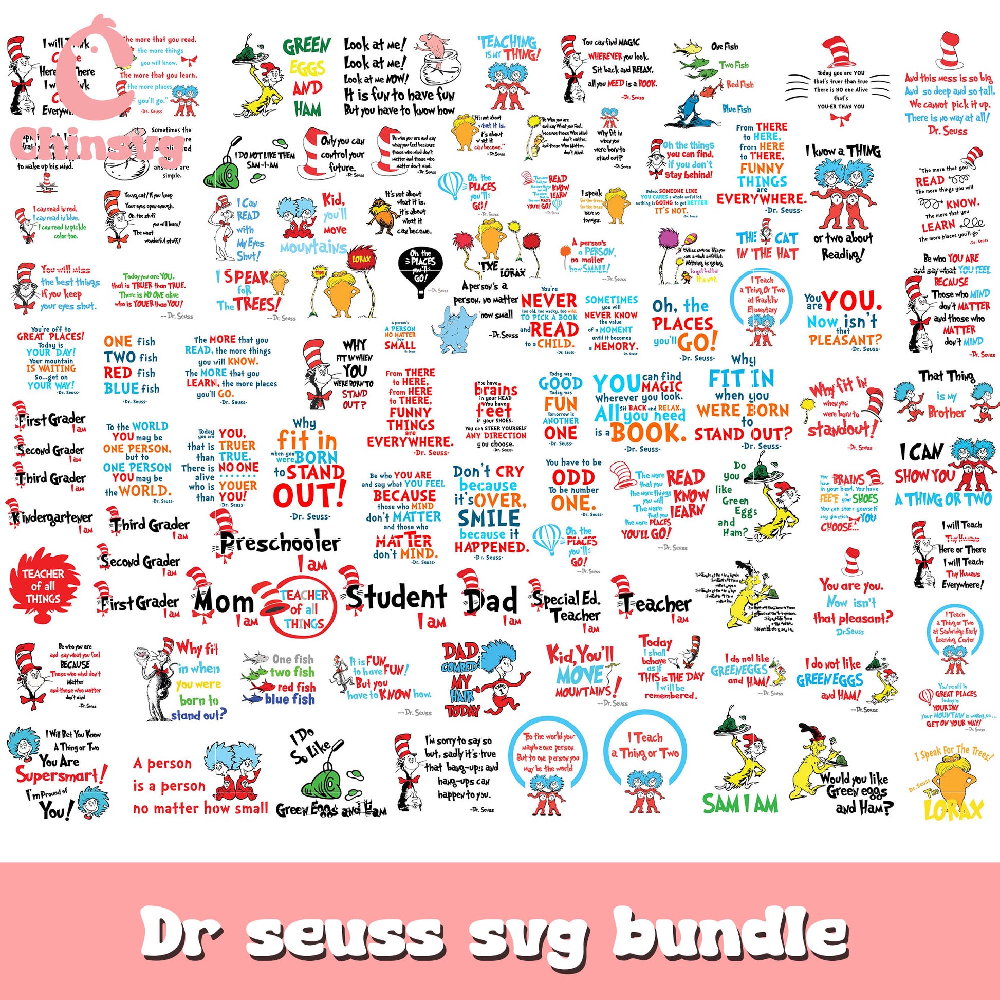 Dr seuss quotes design bundle svg