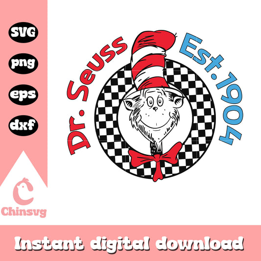 Dr seuss est 1904 cat in the hat characters svg, cartoon svg