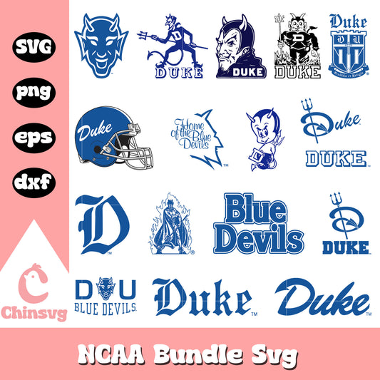 Duke Blue Devils logo bundle design svg, ncaa logo football​ svg