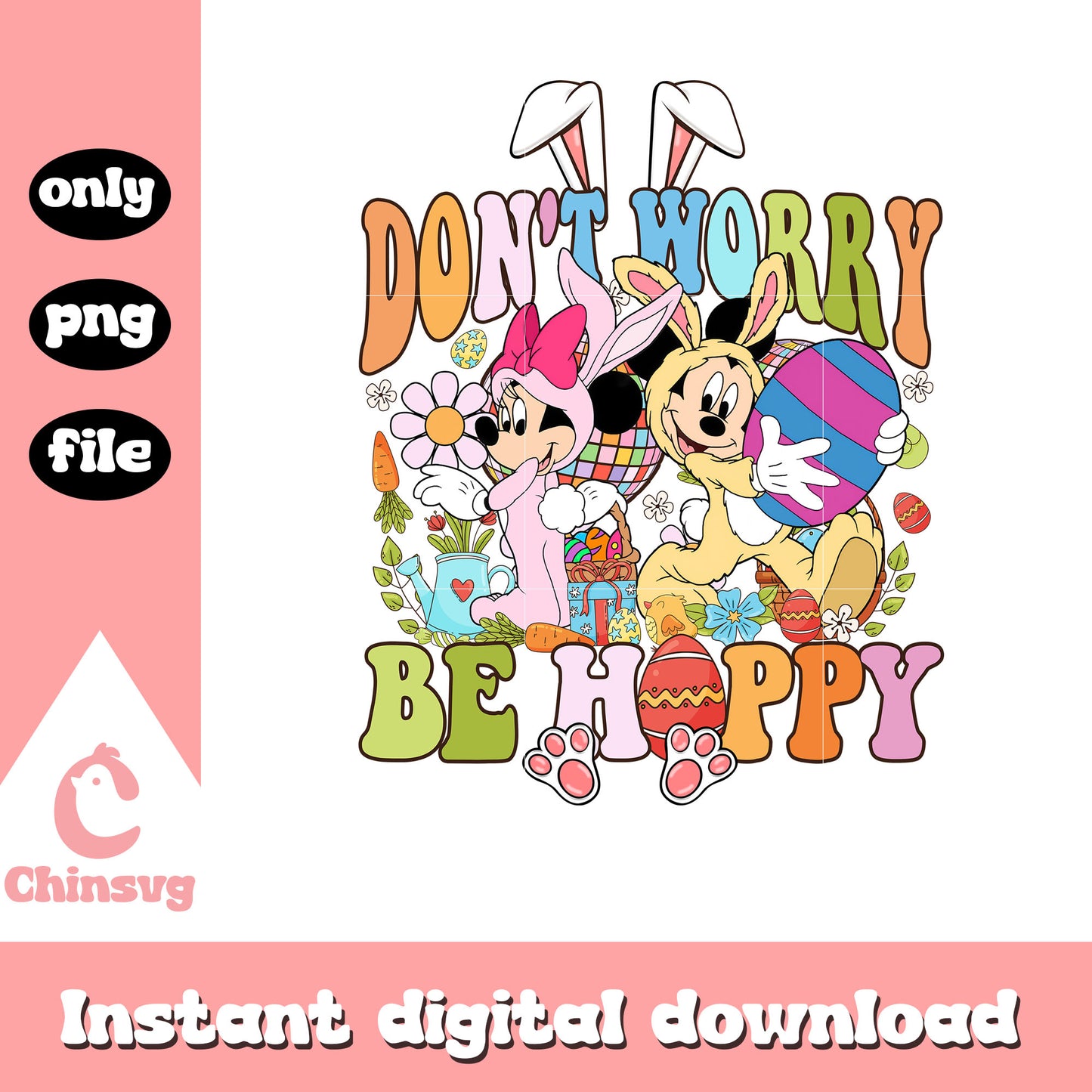 Easter be hoppy mickey and minnie png, mickey png, disney easter png