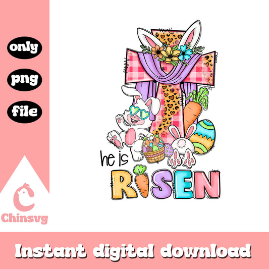 Easter cross bunny he is risen png, easter bunny png, cross png