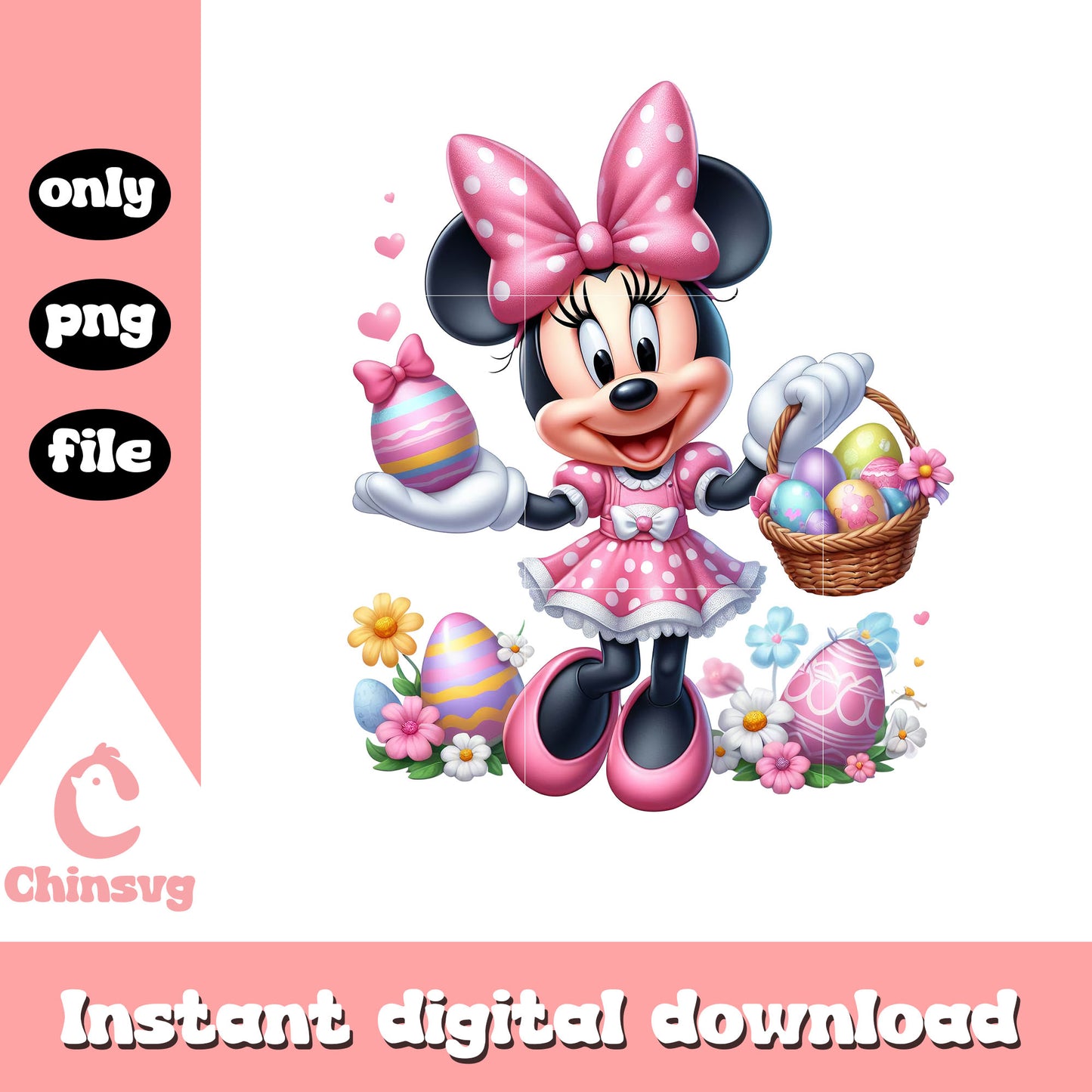 Easter day minnie character png, easter bunny png, disney png