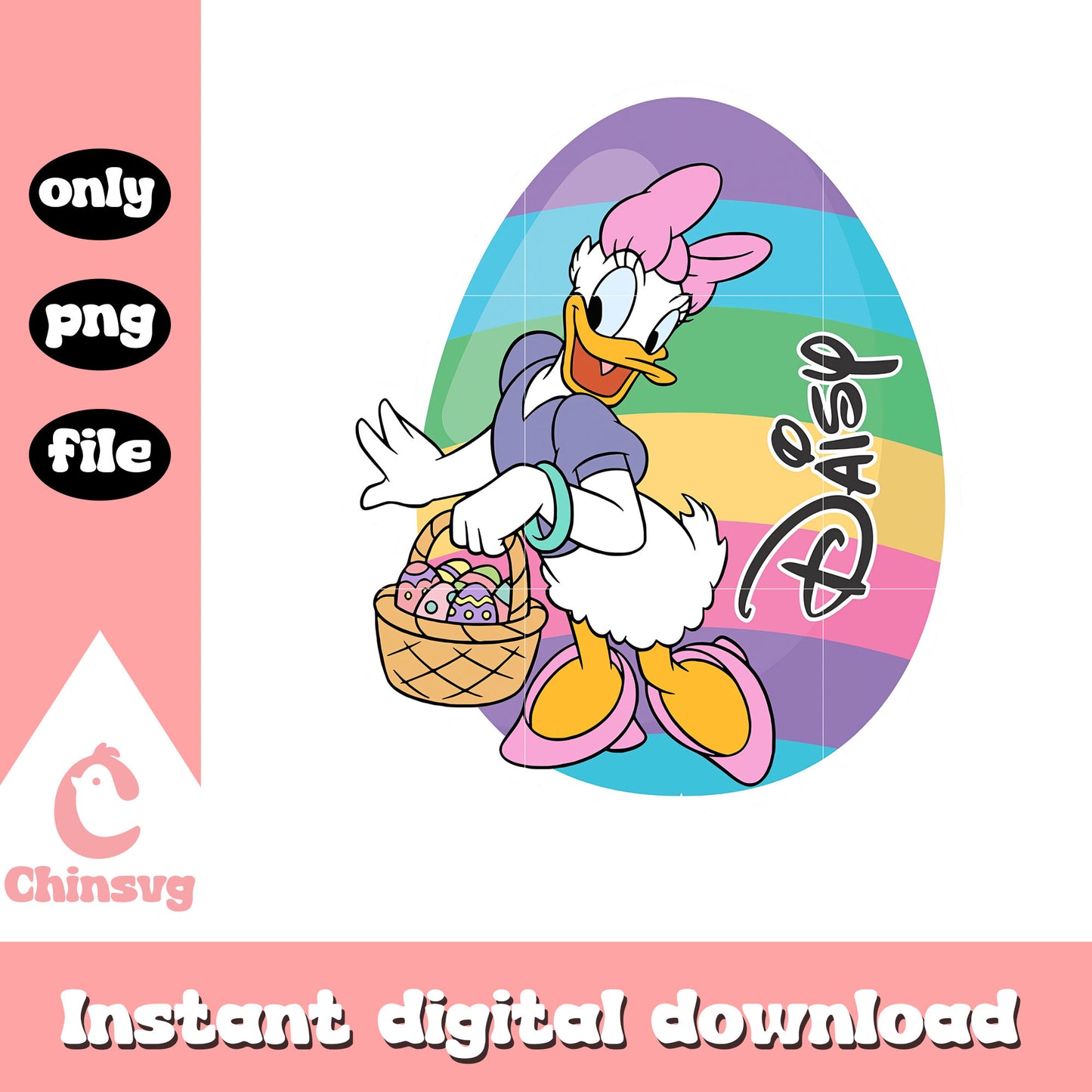 Easter eggs design daisy duck png, easter eggs png, disney png