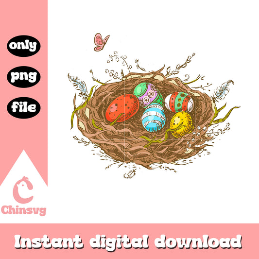 Easter set linear sketches basket eggs png, easter eggs png