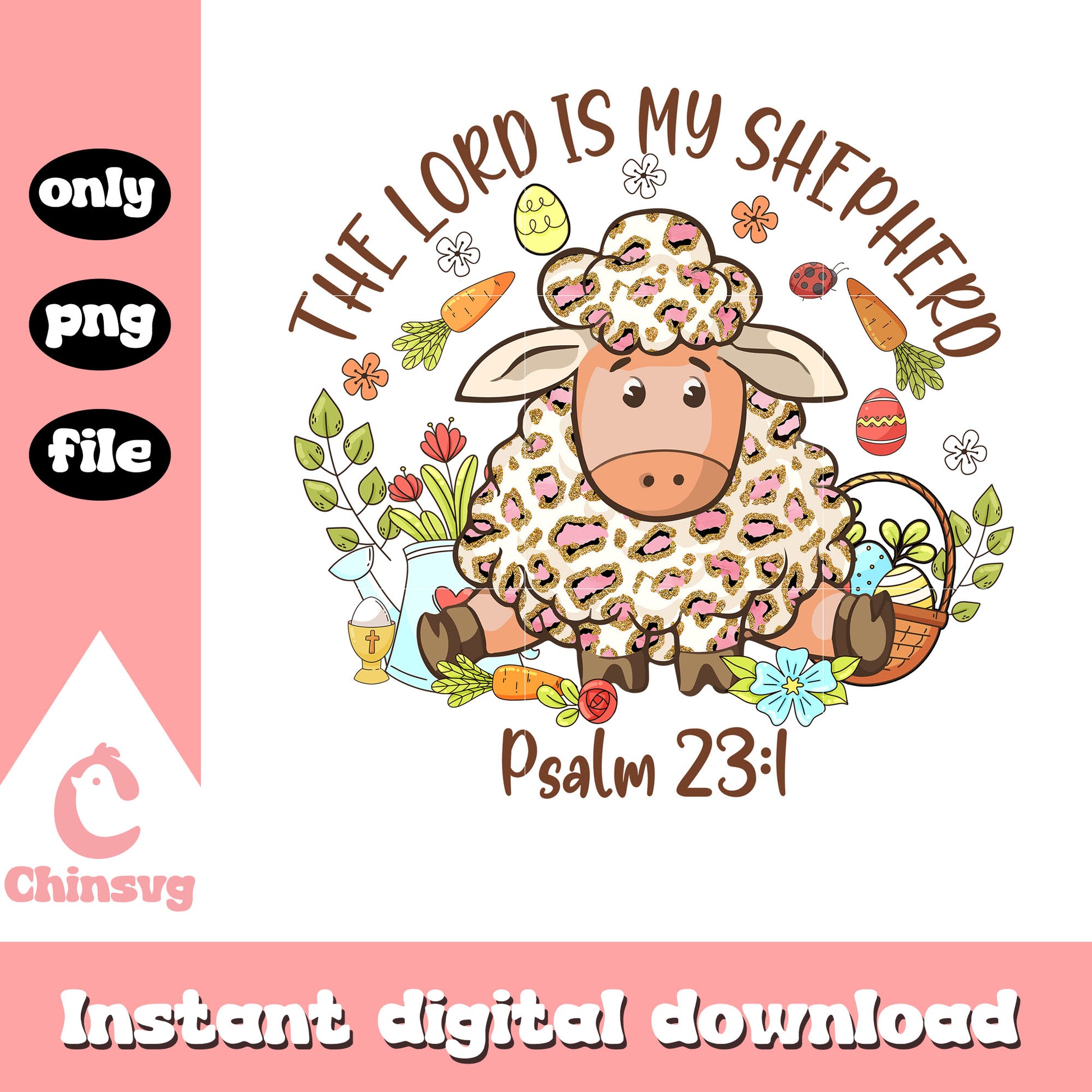 Easter sheep the lord is my shepherd png, easter day png