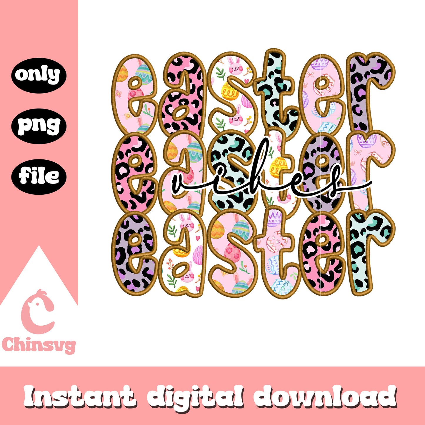 Easter vibes leopard pattern png, easter bunny png, easter vibes png