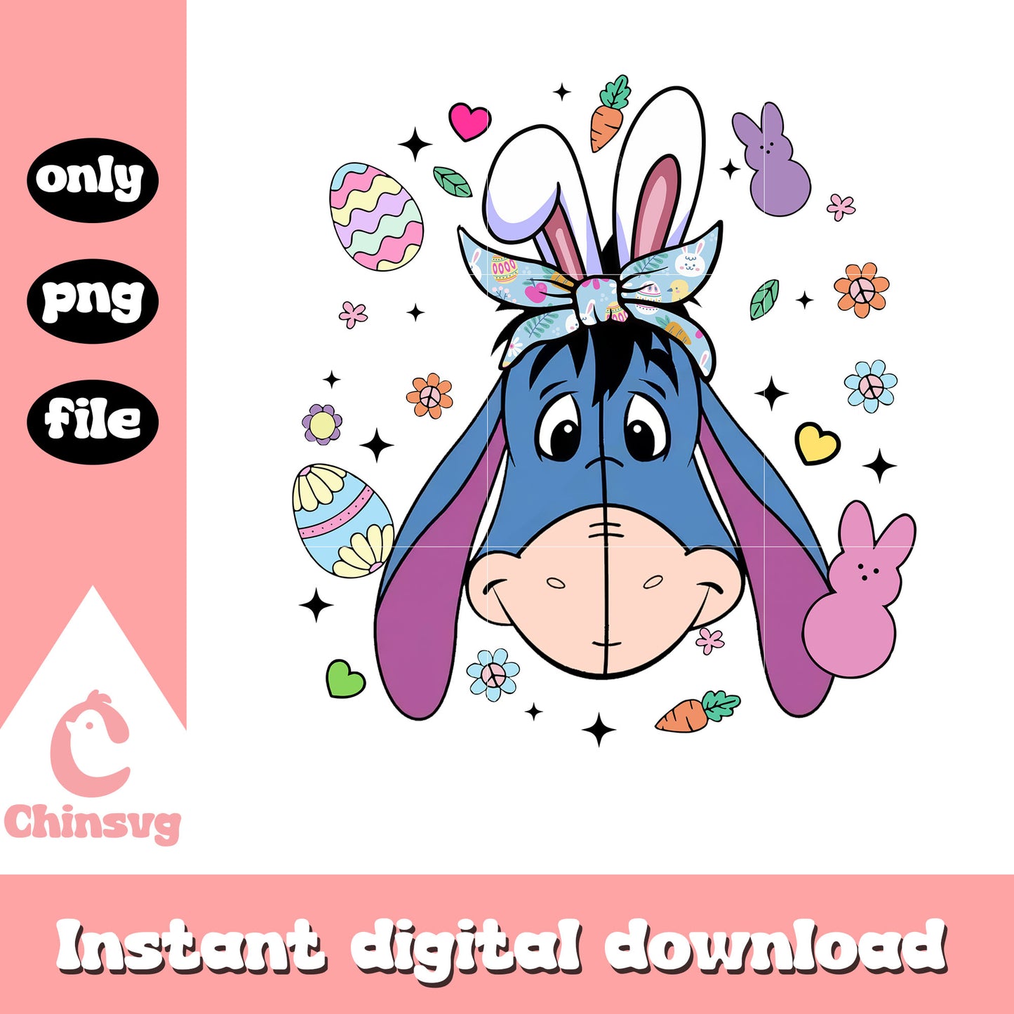 Eeyore character easter bunny png, easter day png, bunny png