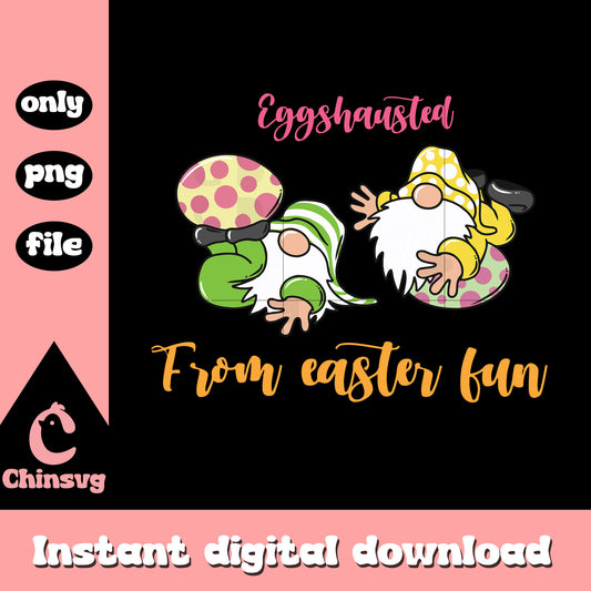 Eggshausted from easter fun png, easter bunny gnomes​ png