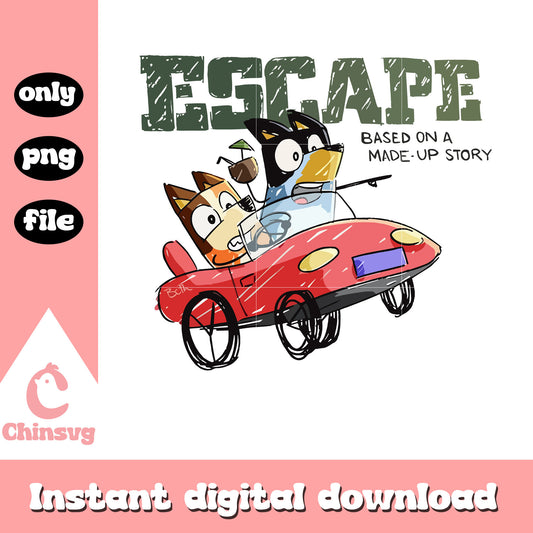 Escape based on a made up story png, Bluey drive car png