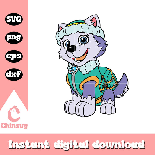 Everest members of paw patrol svg, paw patrol mighty movie png