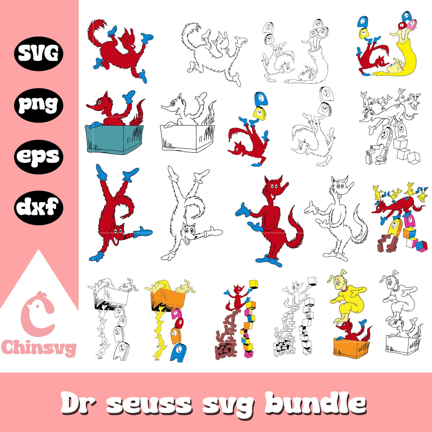 Fox in socks design bundle svg, fox in socks dr seuss​ svg