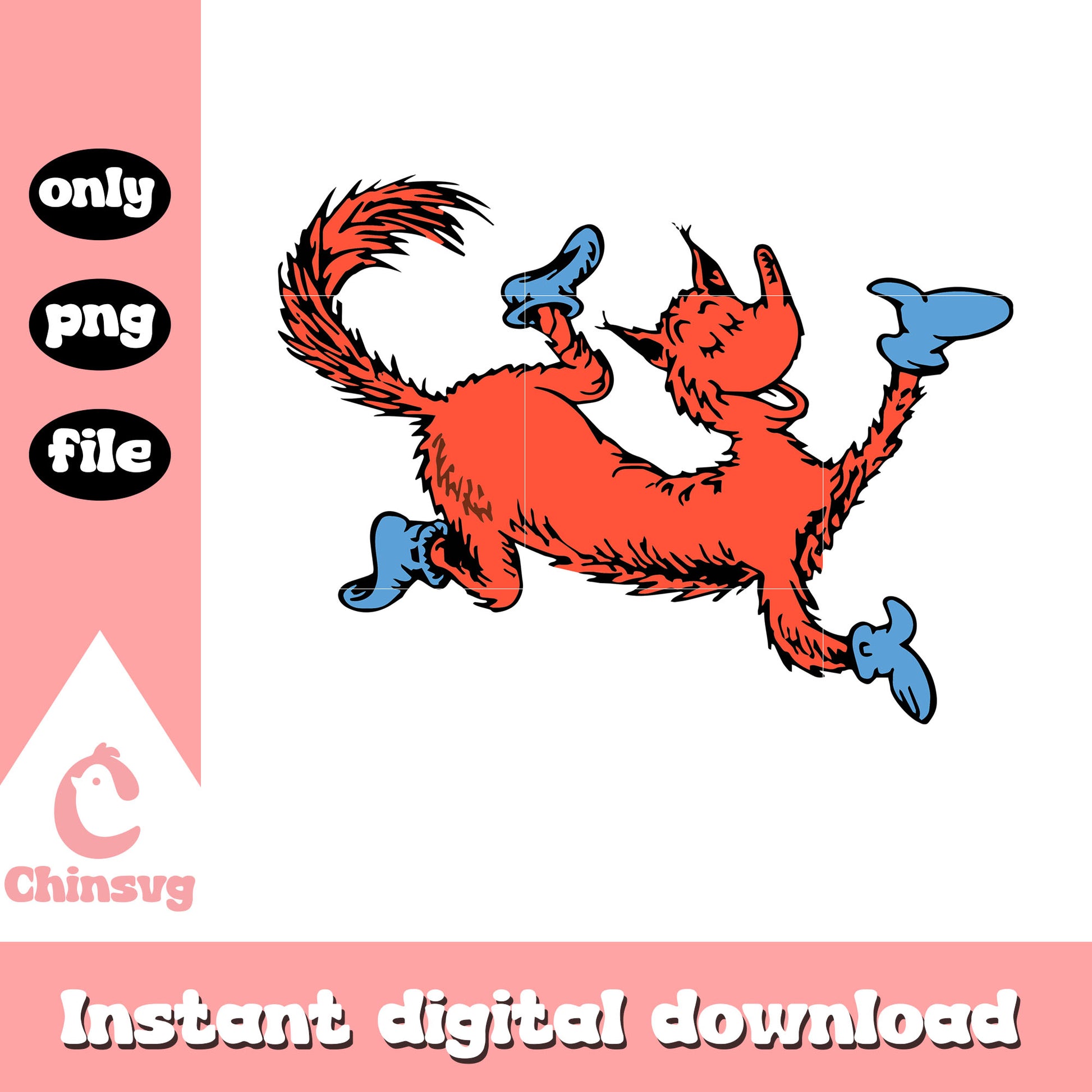 Fox in the sock character png, dr seuss fox png, cartoon png