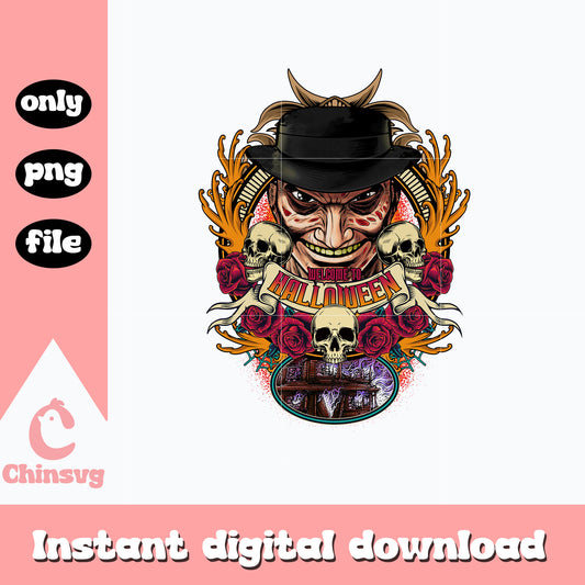 Freddy krueger well come to halloween Png, digital download