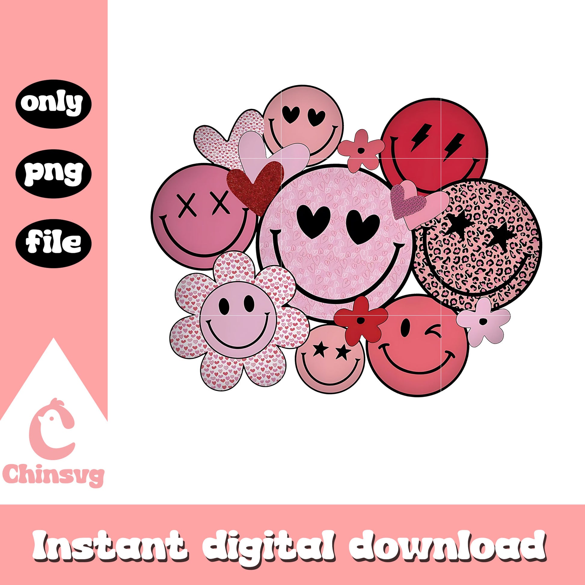 Funny smiley face valentine heart png, smiley face emoji png