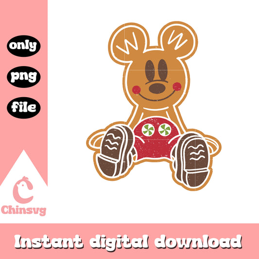 Gingerbread mickey mouse design png, mickey mouse cookie​ png