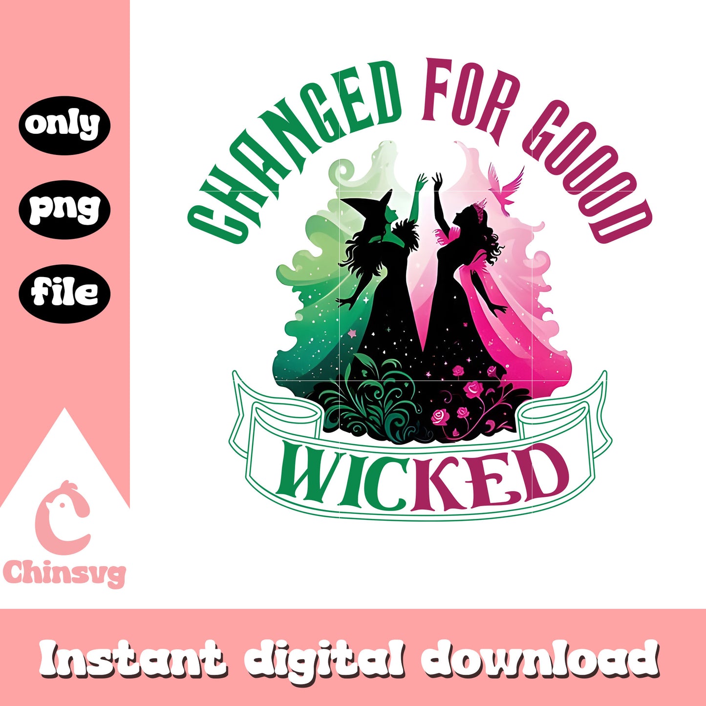 Glinda elphaba changed for good wicked png, wicked logo png