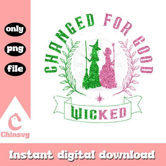 Glitter changed for good wicked design png, elphaba glinda​ png