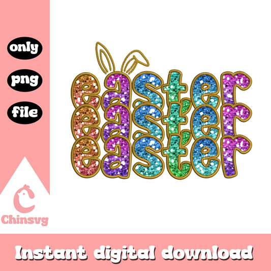 Glitter easter bunny png, easter bunny png, easter vibes png