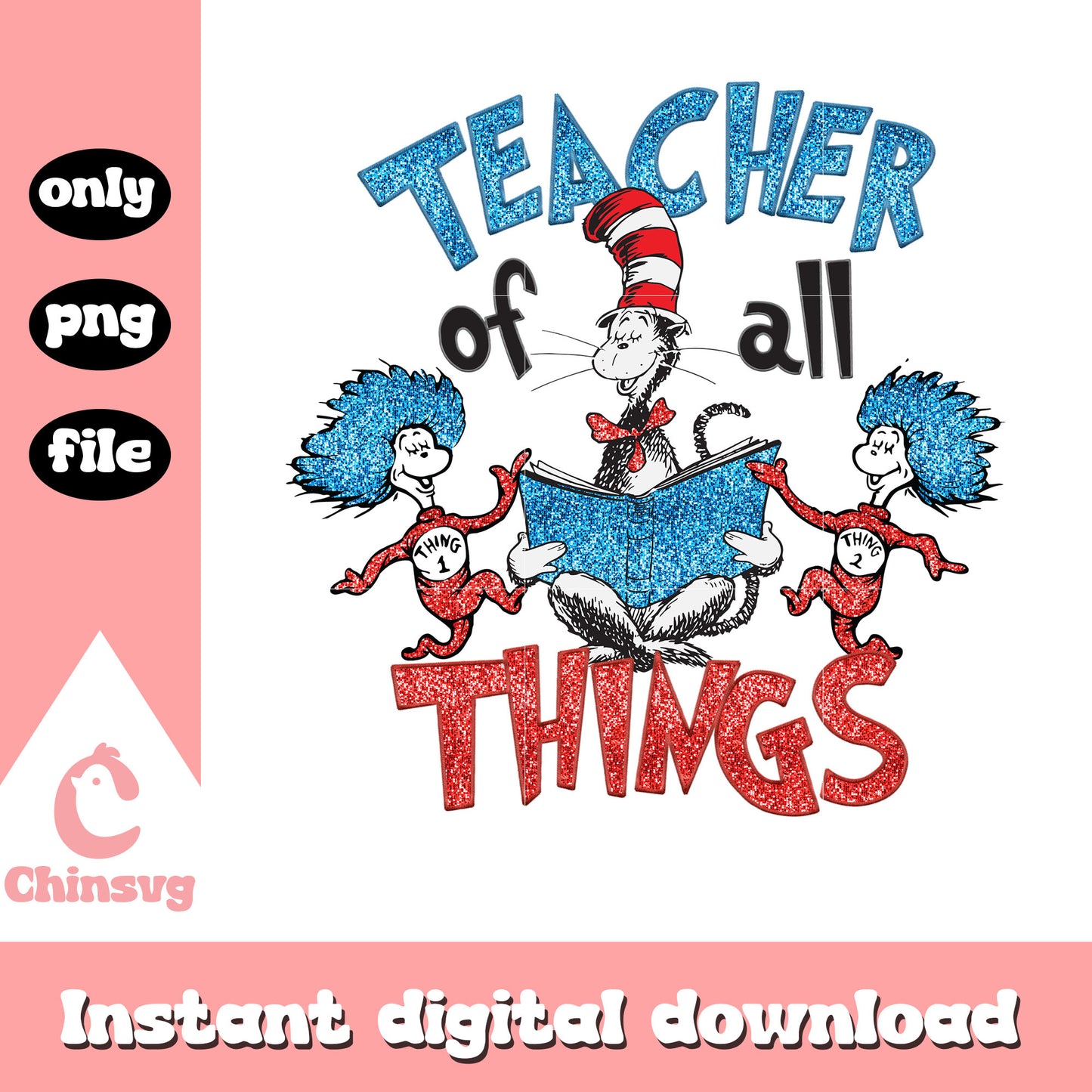 Glitter teacher of all things png, dr seuss png, cartoon png