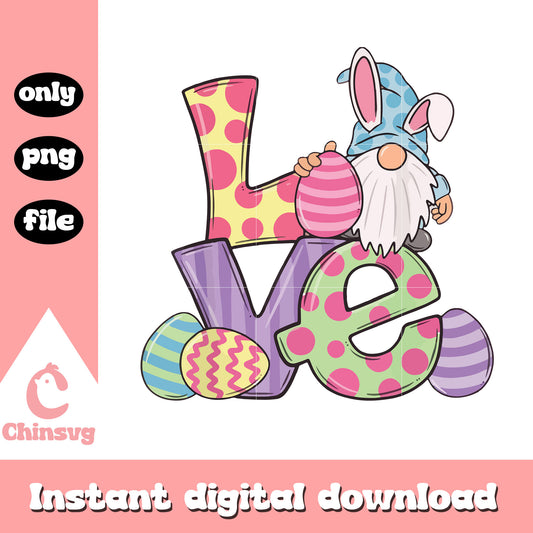 Gnome bunny love eaters design png, easter bunny gnome​ png