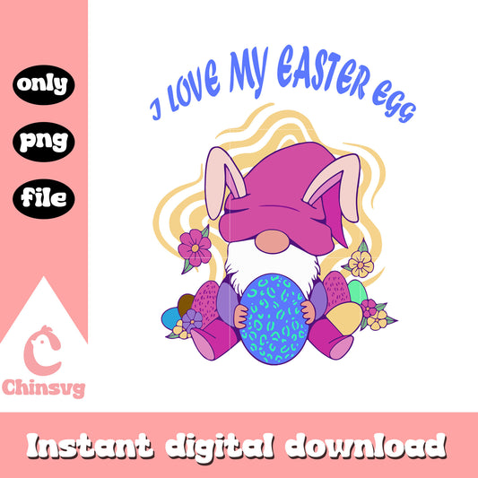 Gnome i love my easter egg png, easter gnome clipart​ png