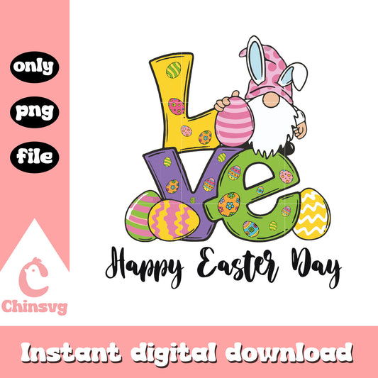 Gnome love happy easter day png, easter gnomes clipart​ png