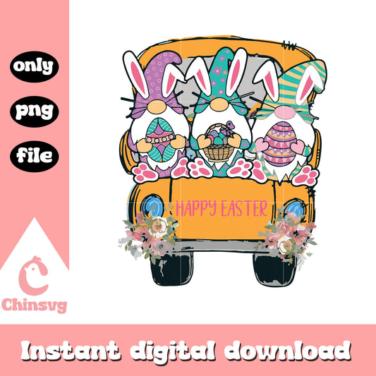 Gnomies happy easter truck design png, happy easter gnomes​ png