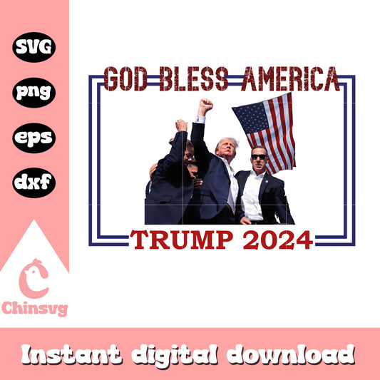 God bless america trump 2024 design svg, god bless america​ svg