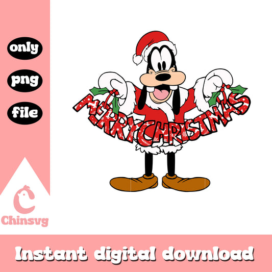 Goofy dog merry christmas design png, disney goofy christmas​ png