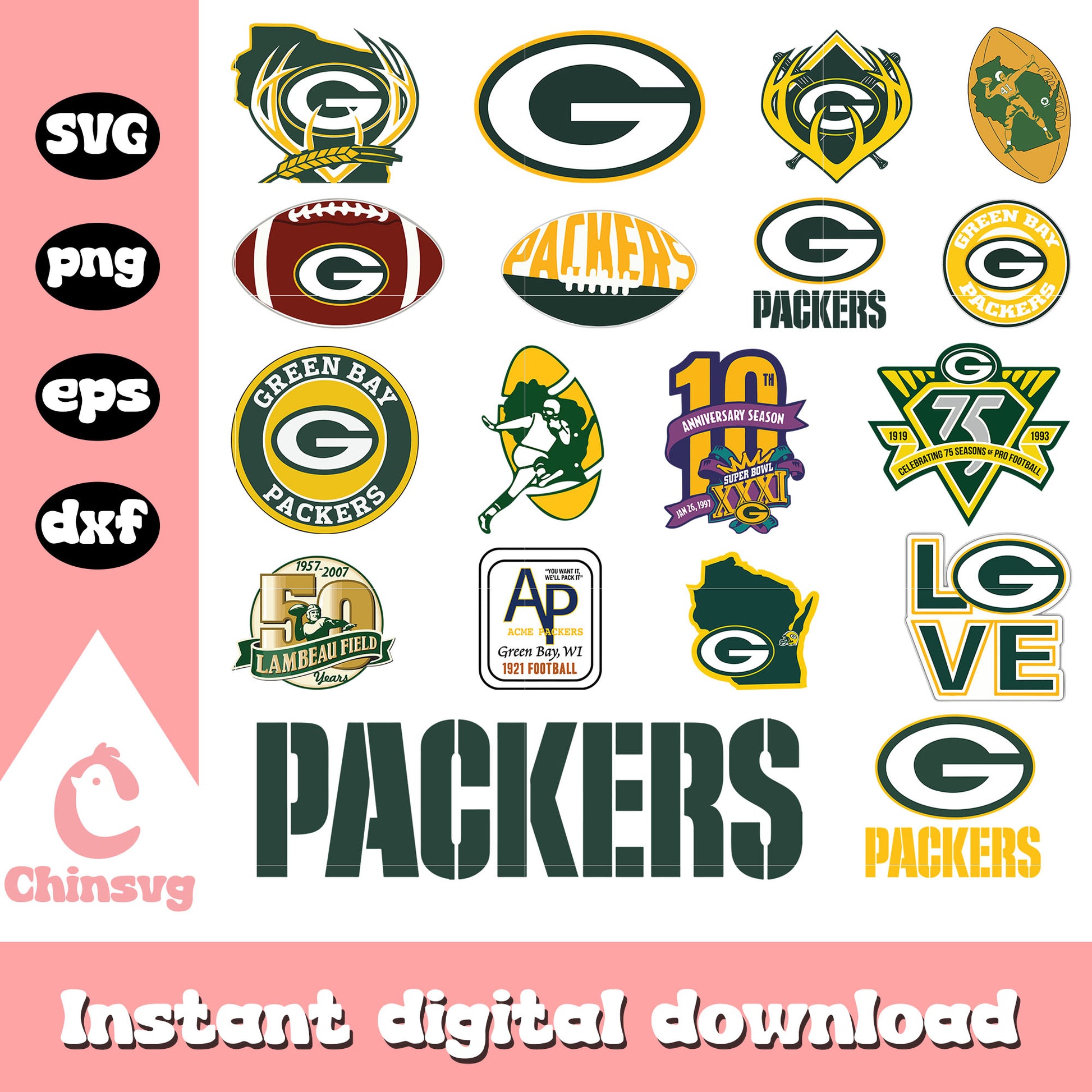 Green bay packers logo bundle design svg, green bay packers svg