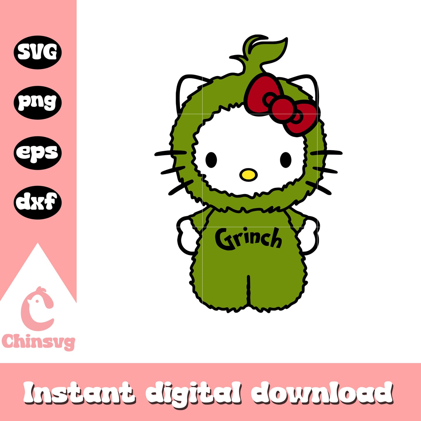 Grinch and hello kitty cartoon svg, hello kitty and grinch svg