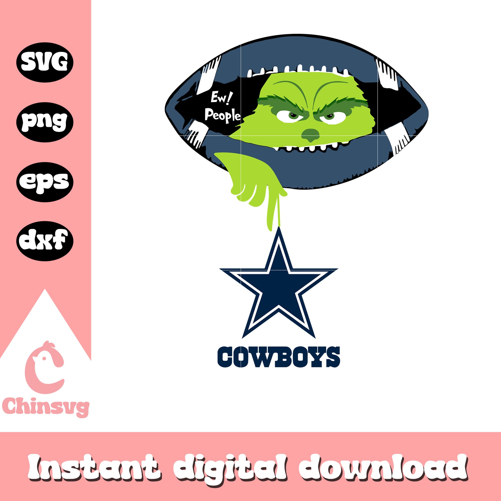 Grinch ew people dalas cowboys svg, rugby ball svg, dalas cowboys svg